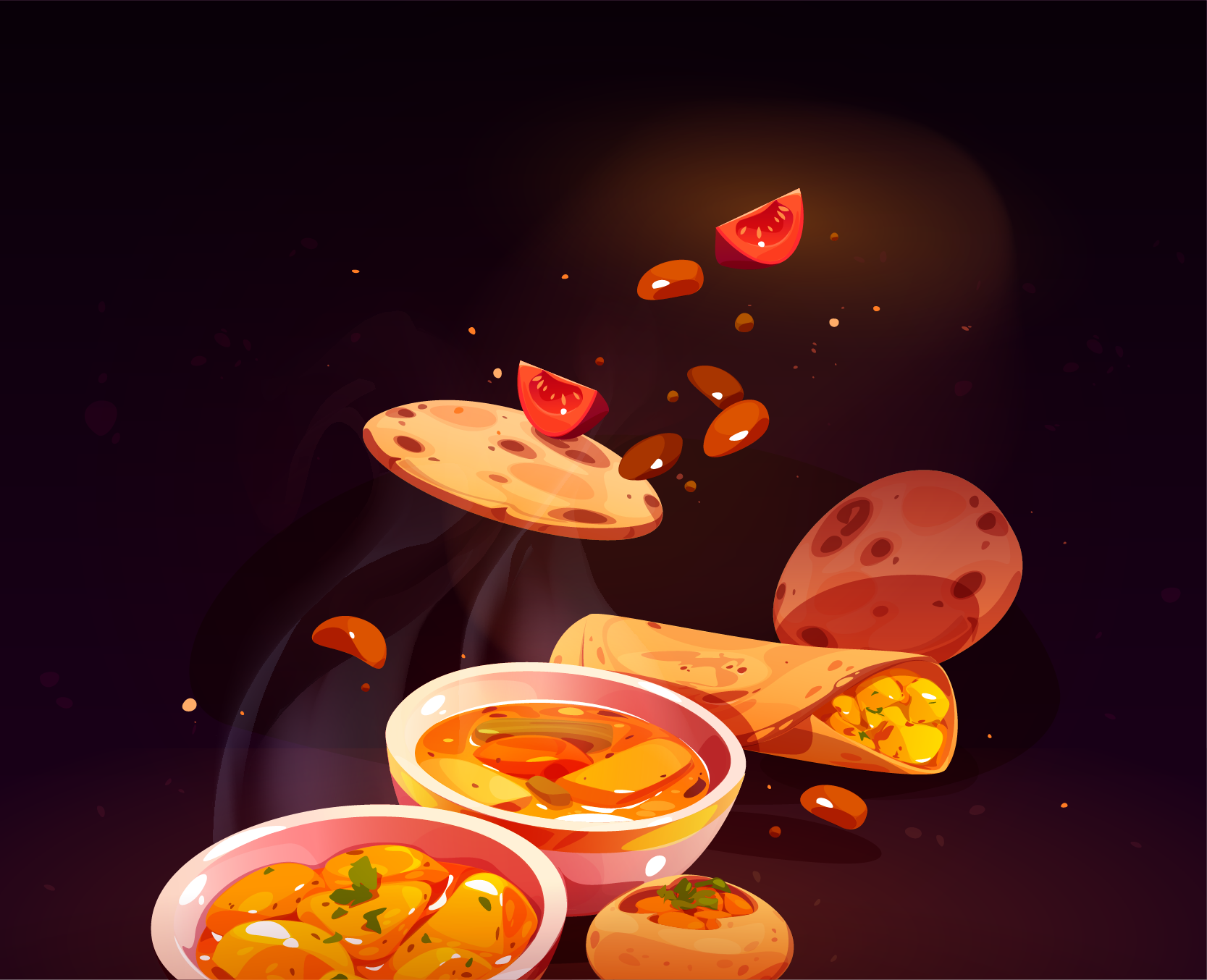 Illustration of food items